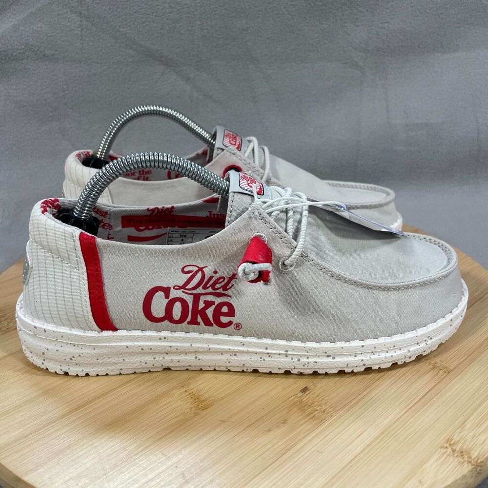 NWT Hey Dude Wendy Diet Coke Womens Size 6 Shoes Slip-on Loafers Grey/Red